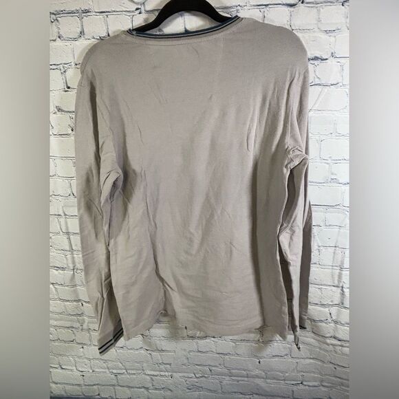 Ted Baker London Dressed to Chill Gray Navy Trim Minimalist Long Sleeve Tshirt M - Picture 3 of 11
